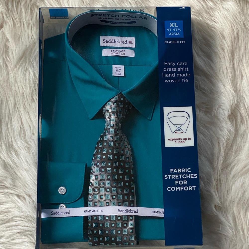 Men Saddlebred Collar Long Sleeve Dress Shirt